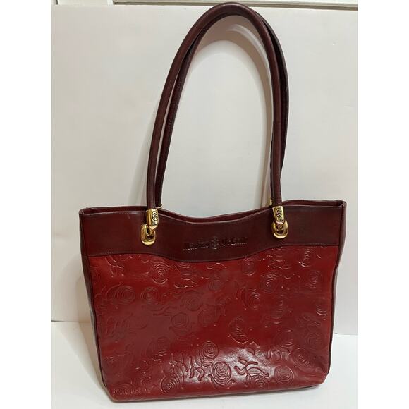 Marino Orlandi Handbags - Vintage Marion Orlandi Italian Made Hand Sewn red leather embossed tote